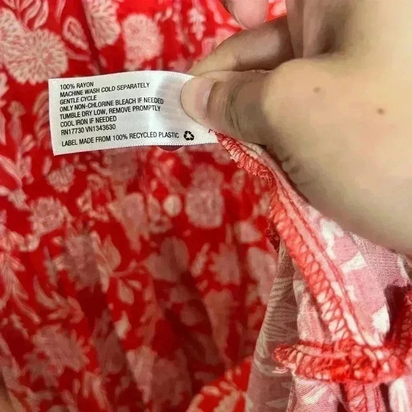 NWOT Universal Thread XL Orange/White Floral Dress Ruffle V-Neck, Layered Bottom - Picture 4 of 11